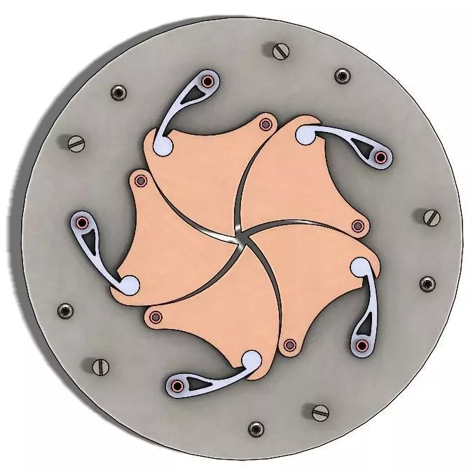 Rotating mechanical iris-bar structure 3D print model_0