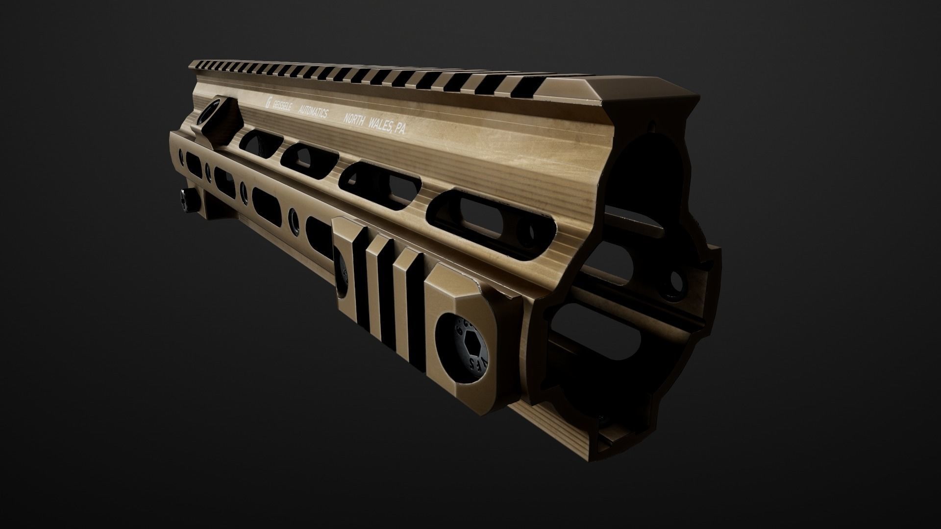 Geissele Super Modular Rail HK416 Handguard Low-poly 3D model_14