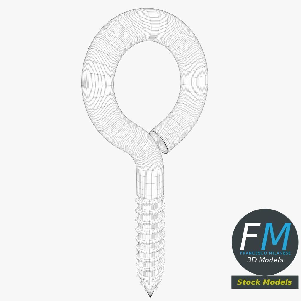 Eye bolt wood thread 3D model_7
