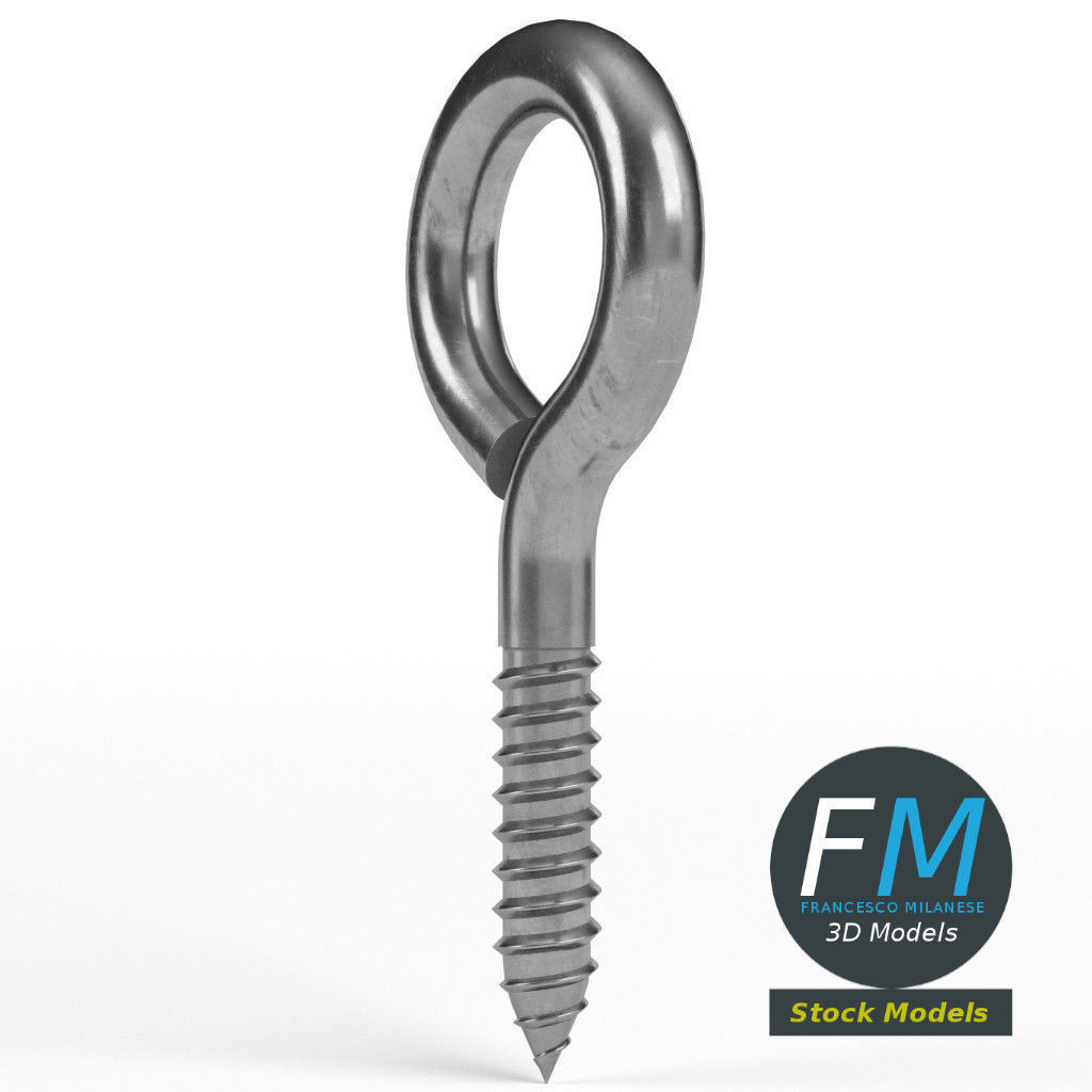 Eye bolt wood thread 3D model_4
