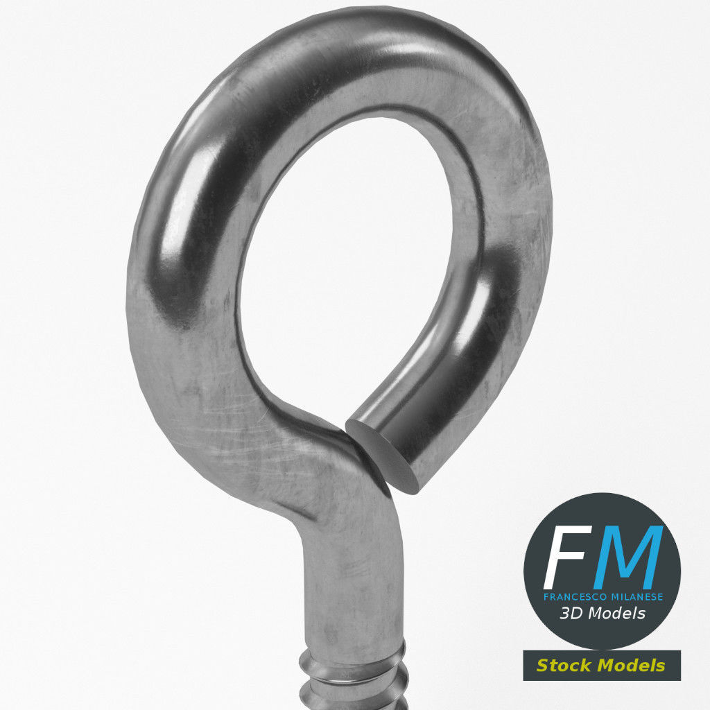 Eye bolt wood thread 3D model_5