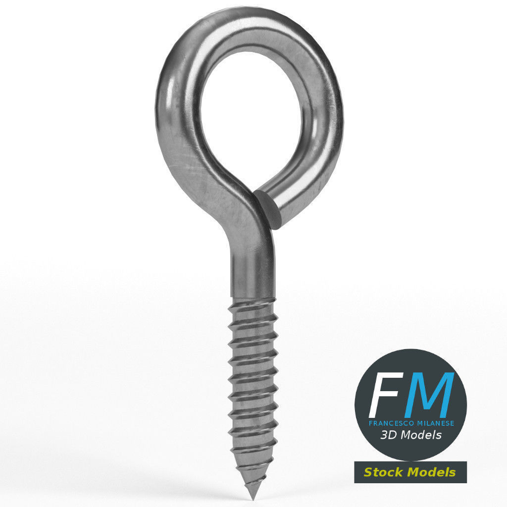 Eye bolt wood thread 3D model_3