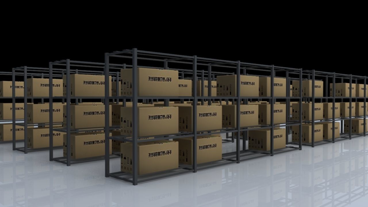 Goods shelves 3D model_2