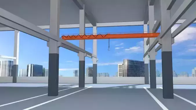 crane industrial building with 3D model