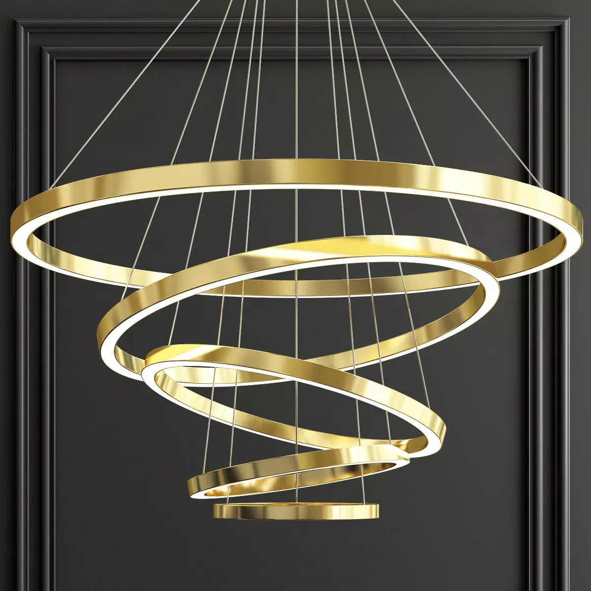 Large Rings led Chandelier 3D model_0