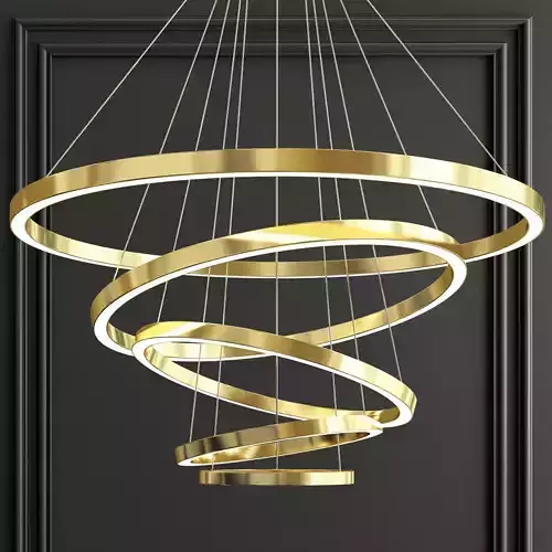 Large Rings led Chandelier 3D model