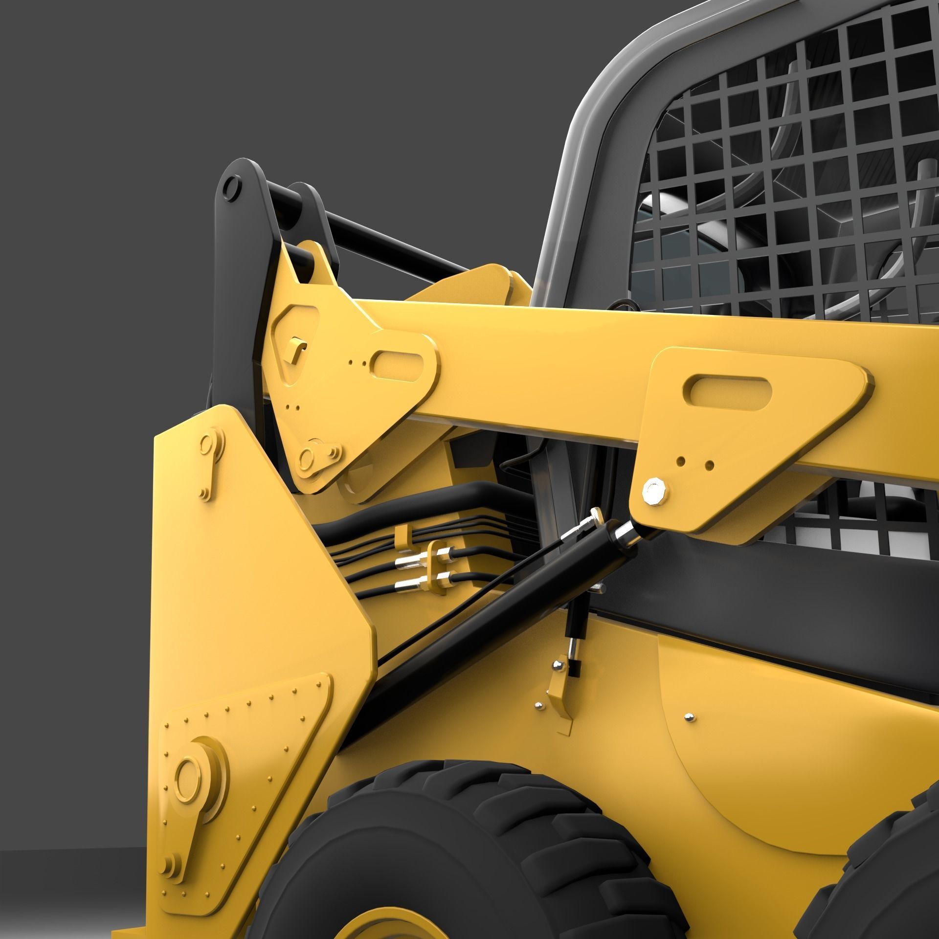 Realistic Skid Steer Loader 3D Model PBR Game Ready Free 3D model_8