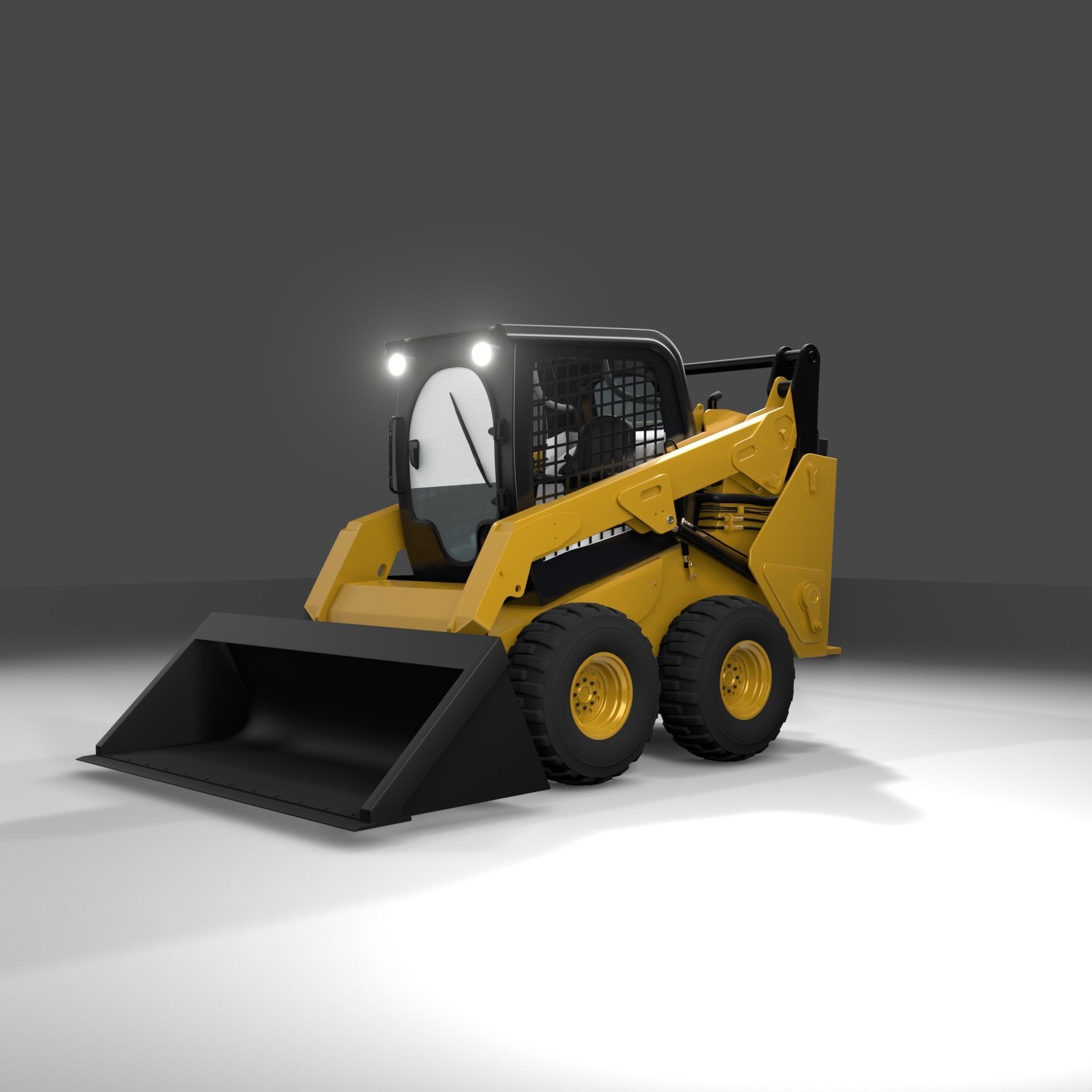 Realistic Skid Steer Loader 3D Model PBR Game Ready Free 3D model_2