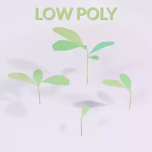 Four Small Wild Plants Low-poly 3D model
