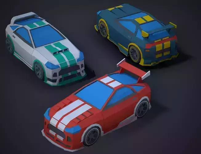 Stylized Modular Low Poly Sport Car 01 Mobile Ready