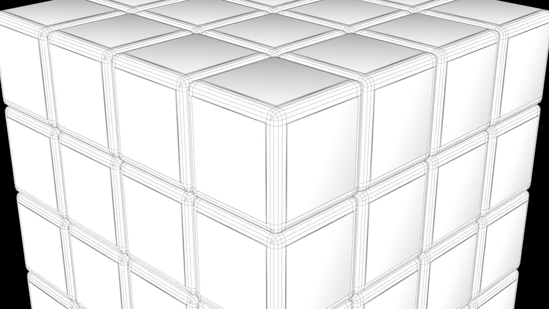 4x4 Scrambled Rubiks Cube 3D model_3