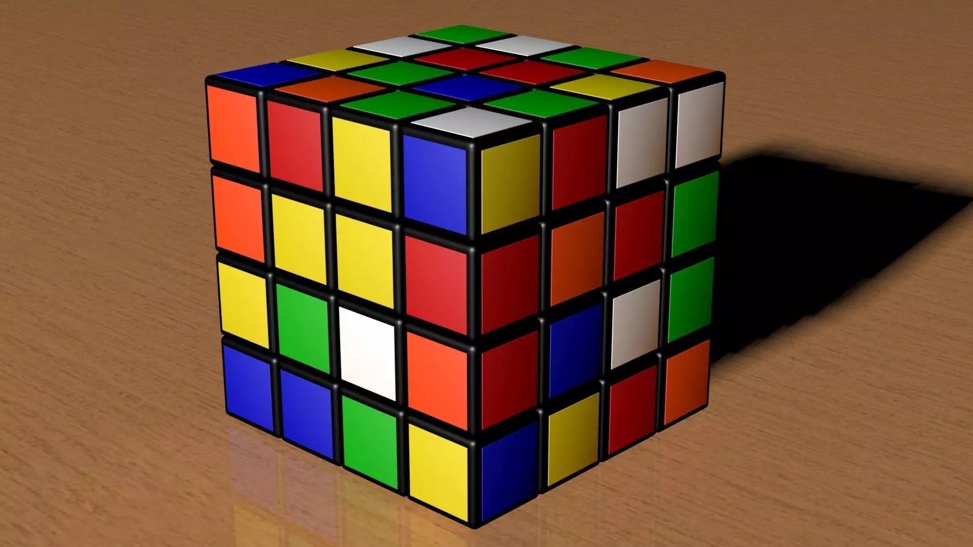 4x4 Scrambled Rubiks Cube 3D model_0