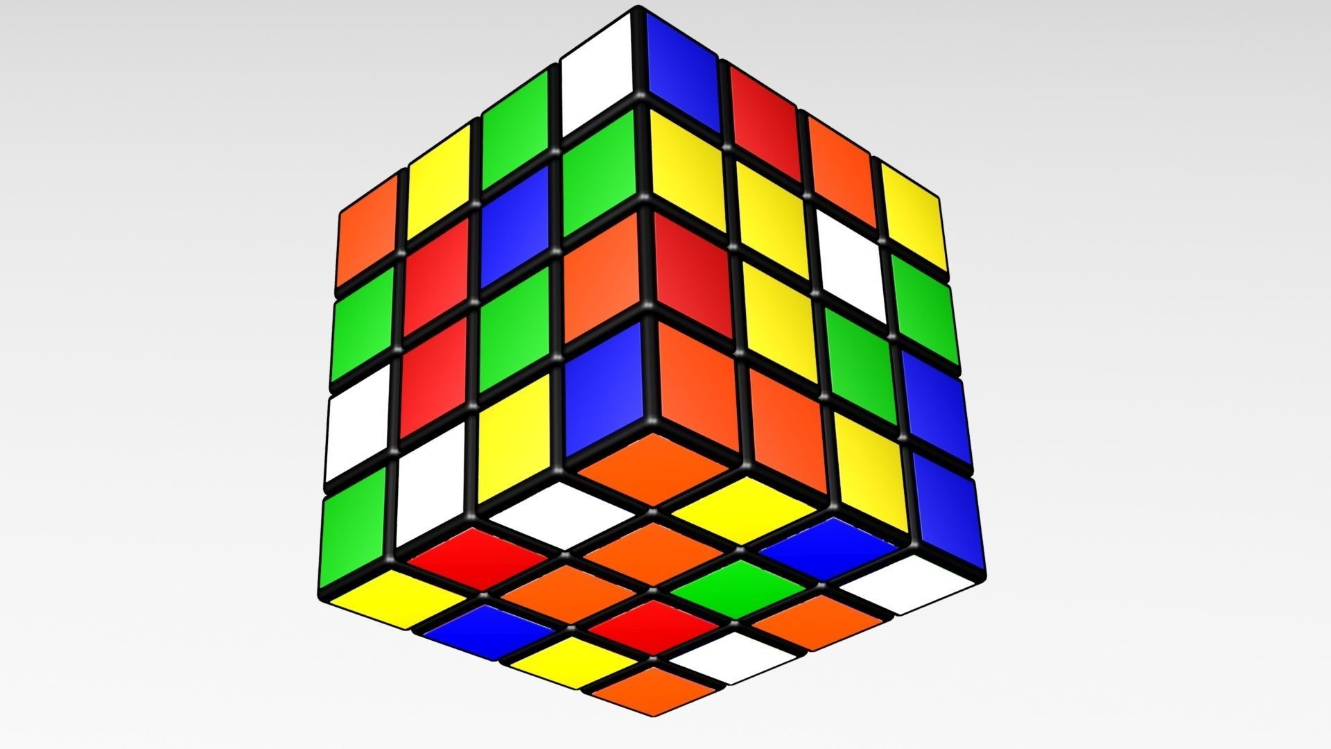 4x4 Scrambled Rubiks Cube 3D model_2