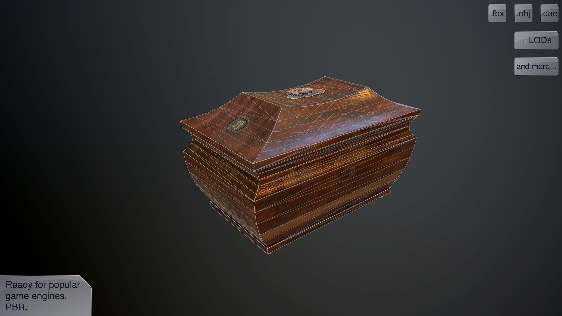 Antique casket Low-poly 3D model_1