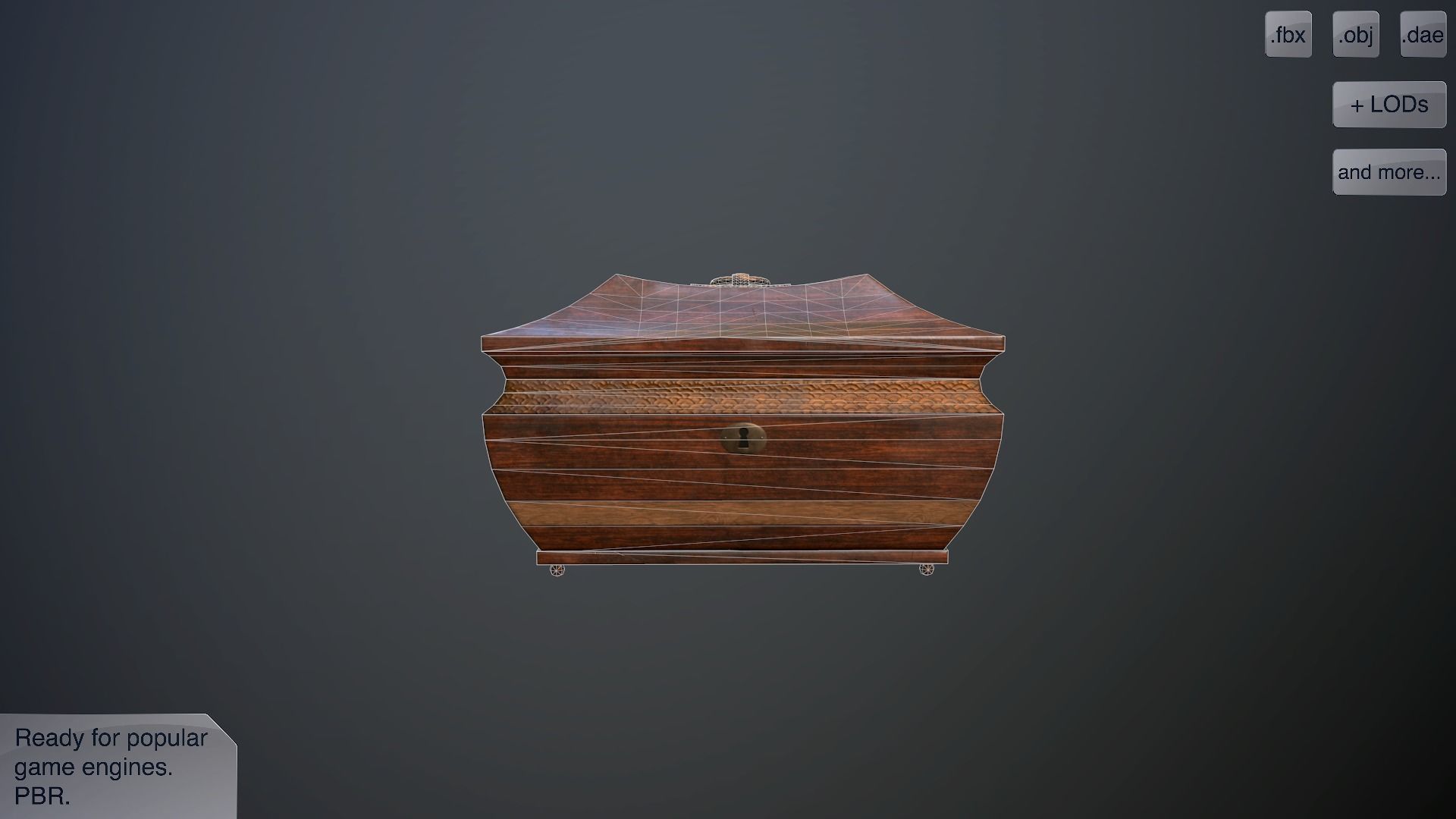 Antique casket Low-poly 3D model_3