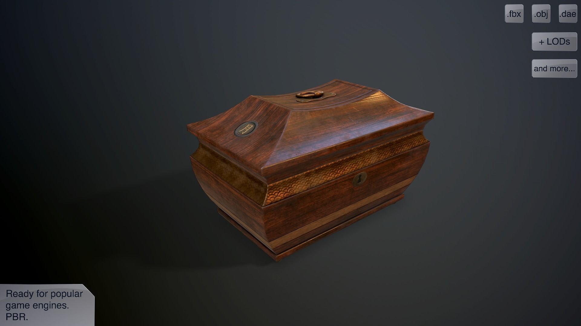 Antique casket Low-poly 3D model_0