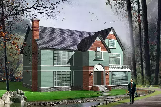 villa house in woods