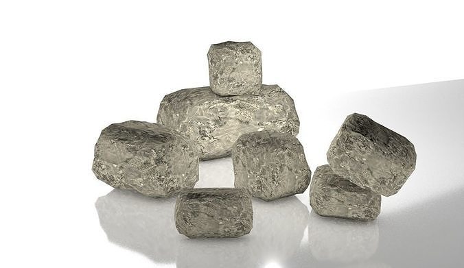 Realistic Low Poly 3D PBR Rocks in pile Low-poly 3D model
