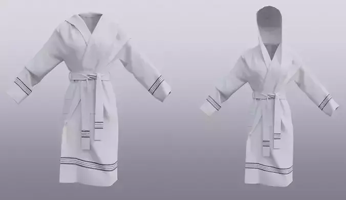 Bathrobe with hood 3D model