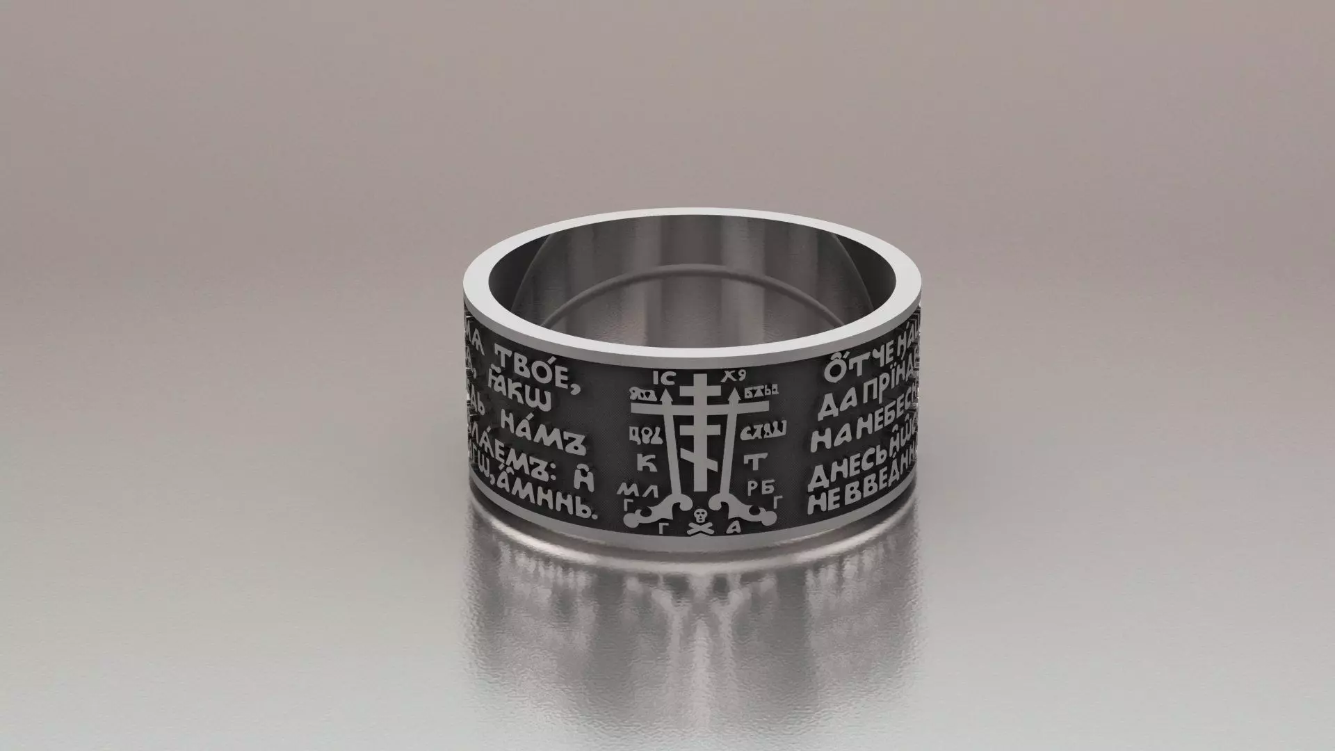 Ring 3D print model gold with cross 3D print model_0