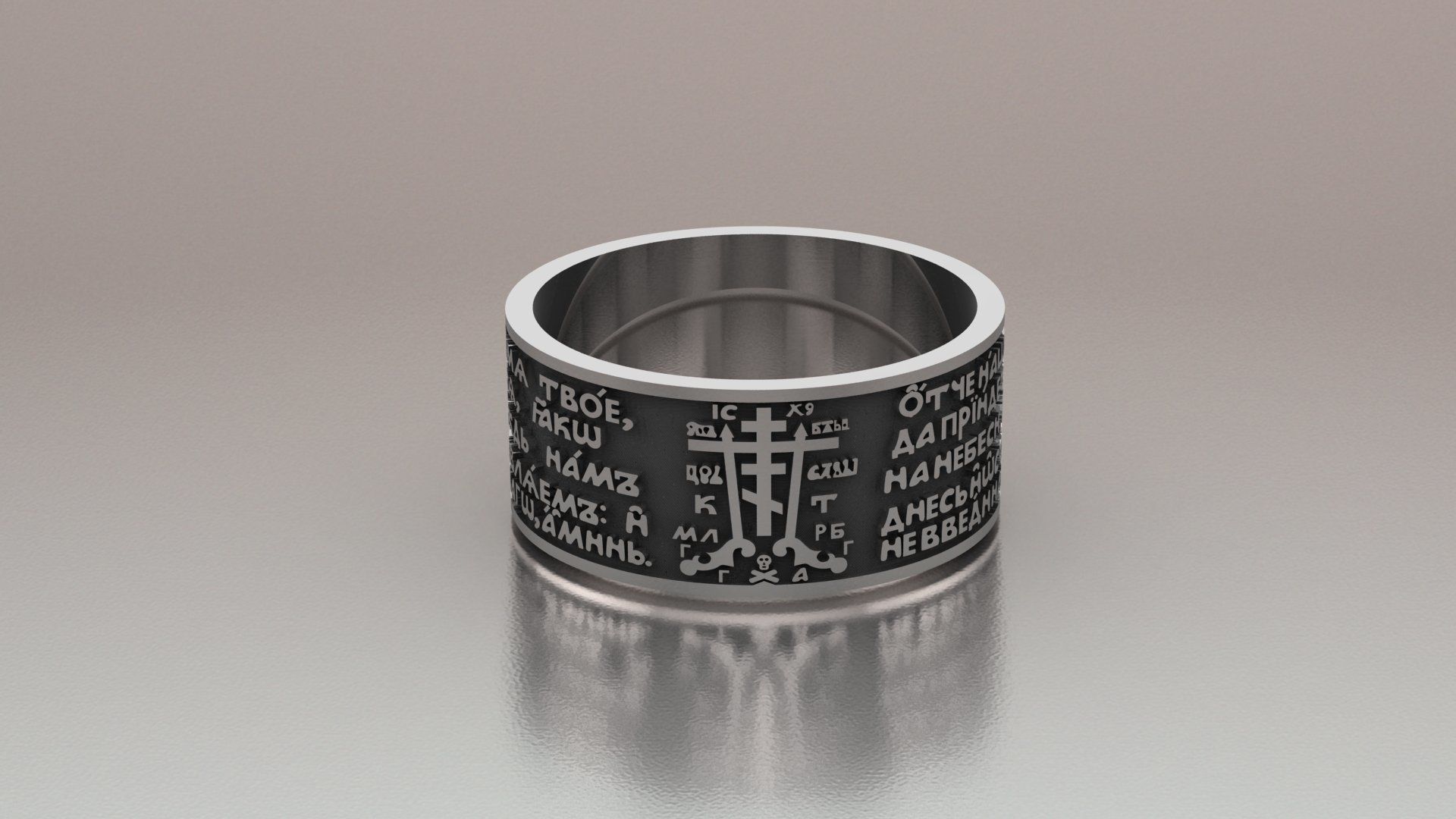 Ring 3D print model gold with cross 3D print model_14