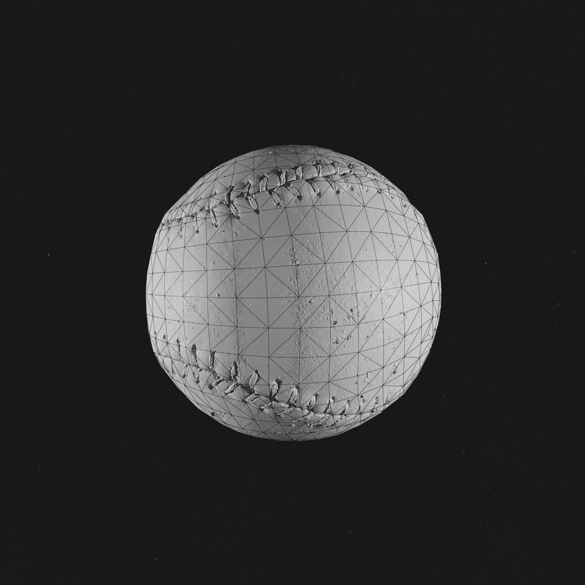 Baseball based on scan Low-poly 3D model_7