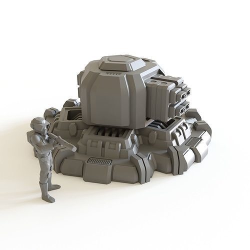Sci fi turret emplacement 02 for tabletop scenery 3D print model