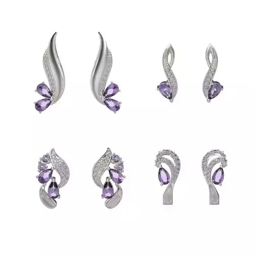 Women earrings with gems and diamonds 3dm stl