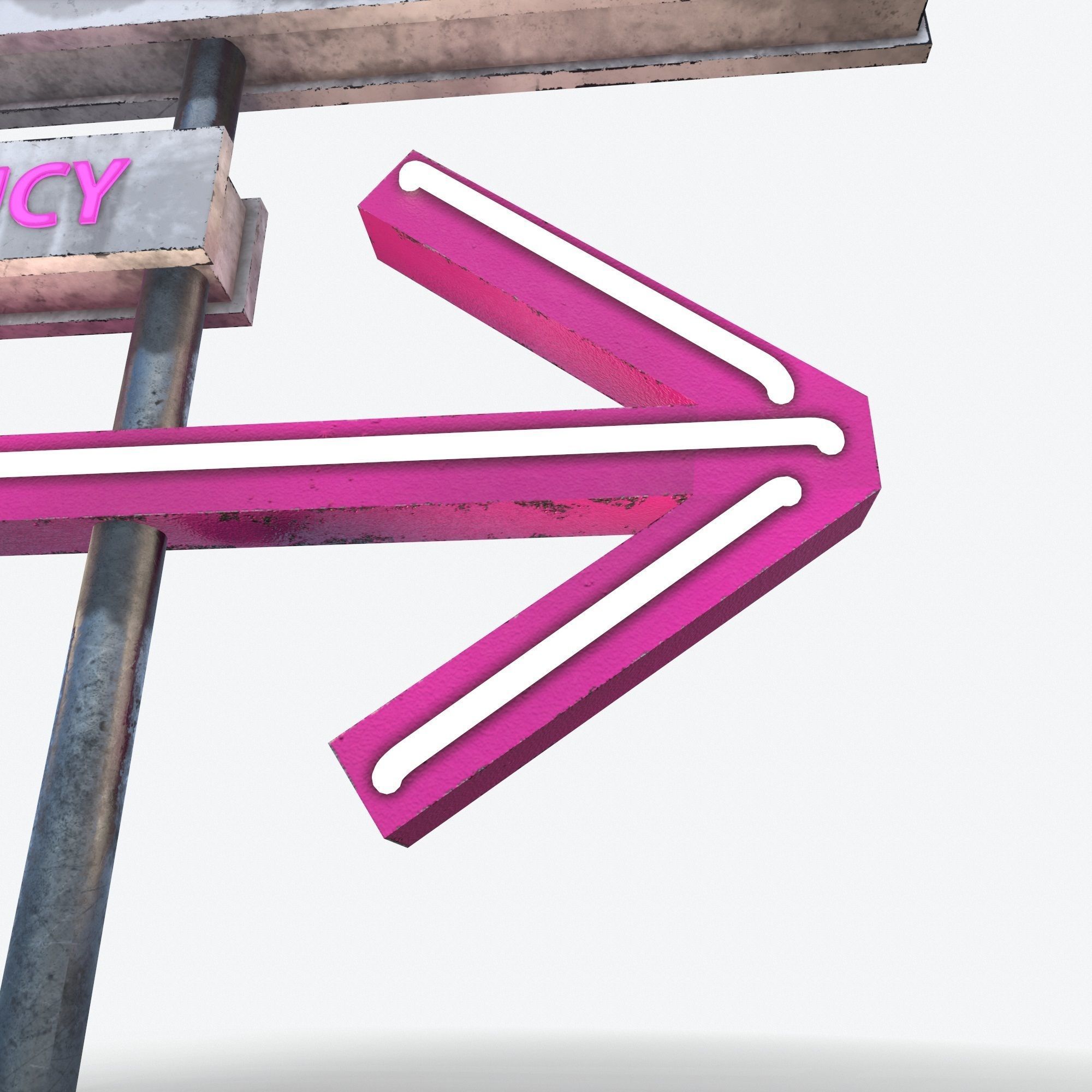 Motorway Sign PBR Pink Motel 6 Low-poly 3D model_8