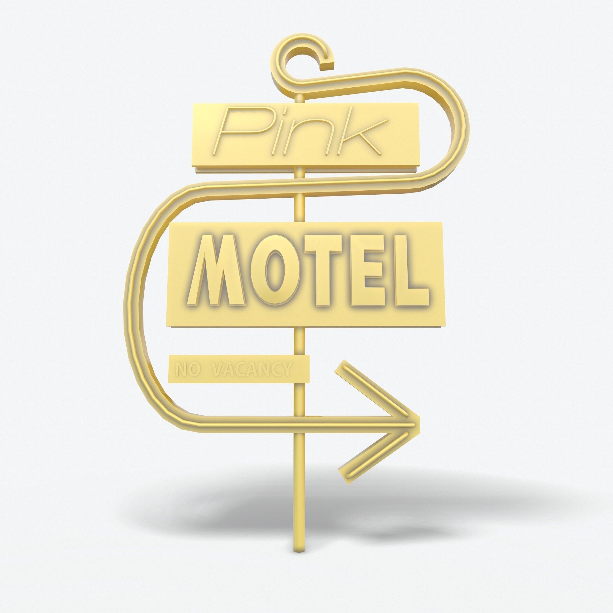 Motorway Sign PBR Pink Motel 6 Low-poly 3D model_9