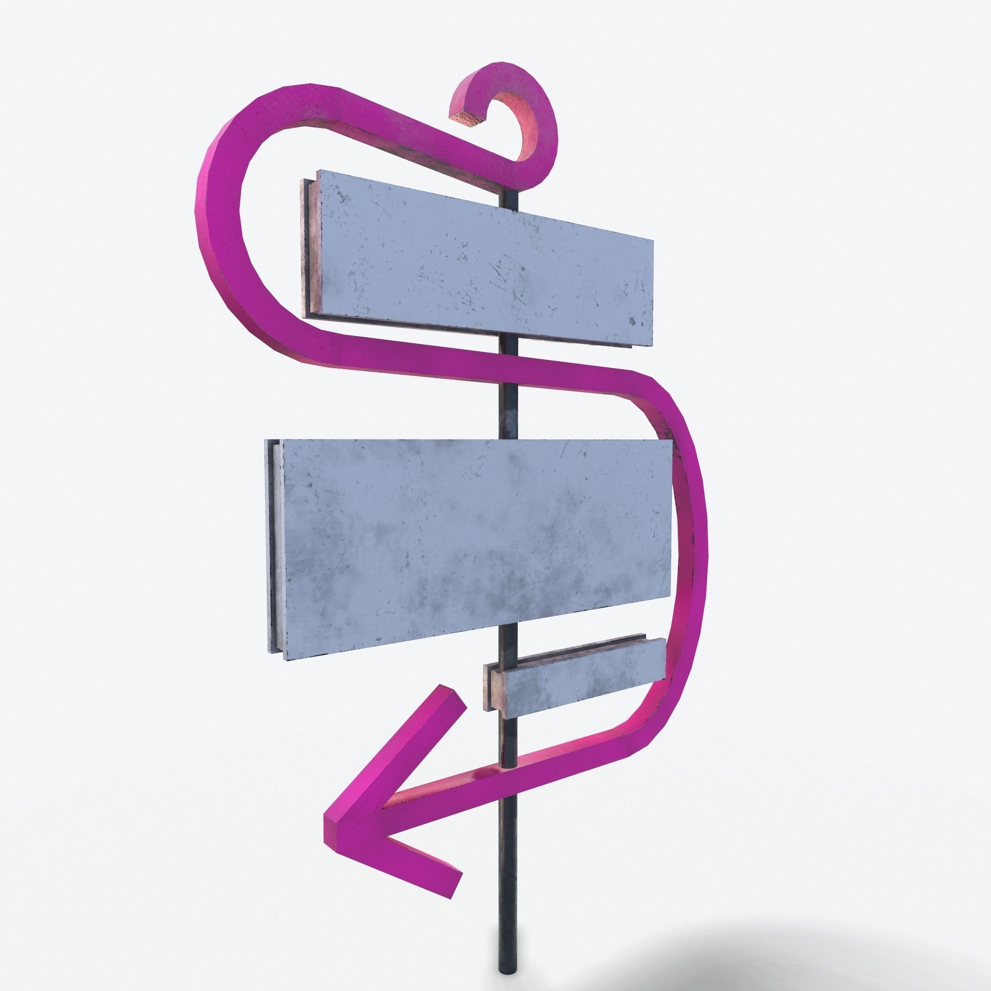 Motorway Sign PBR Pink Motel 6 Low-poly 3D model_4