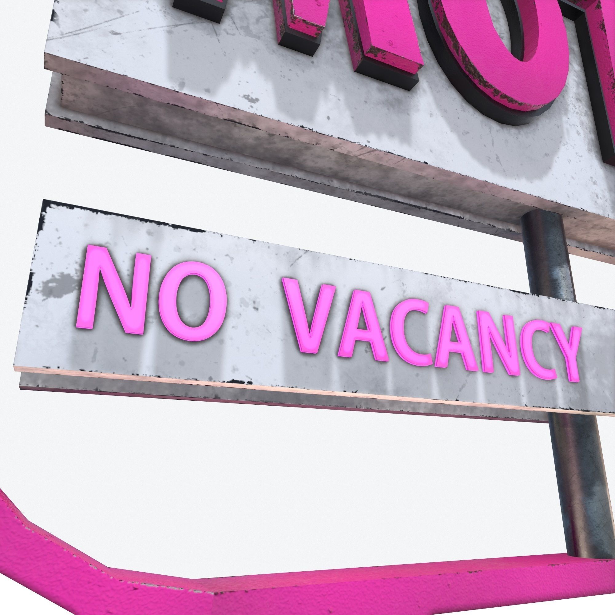 Motorway Sign PBR Pink Motel 6 Low-poly 3D model_7