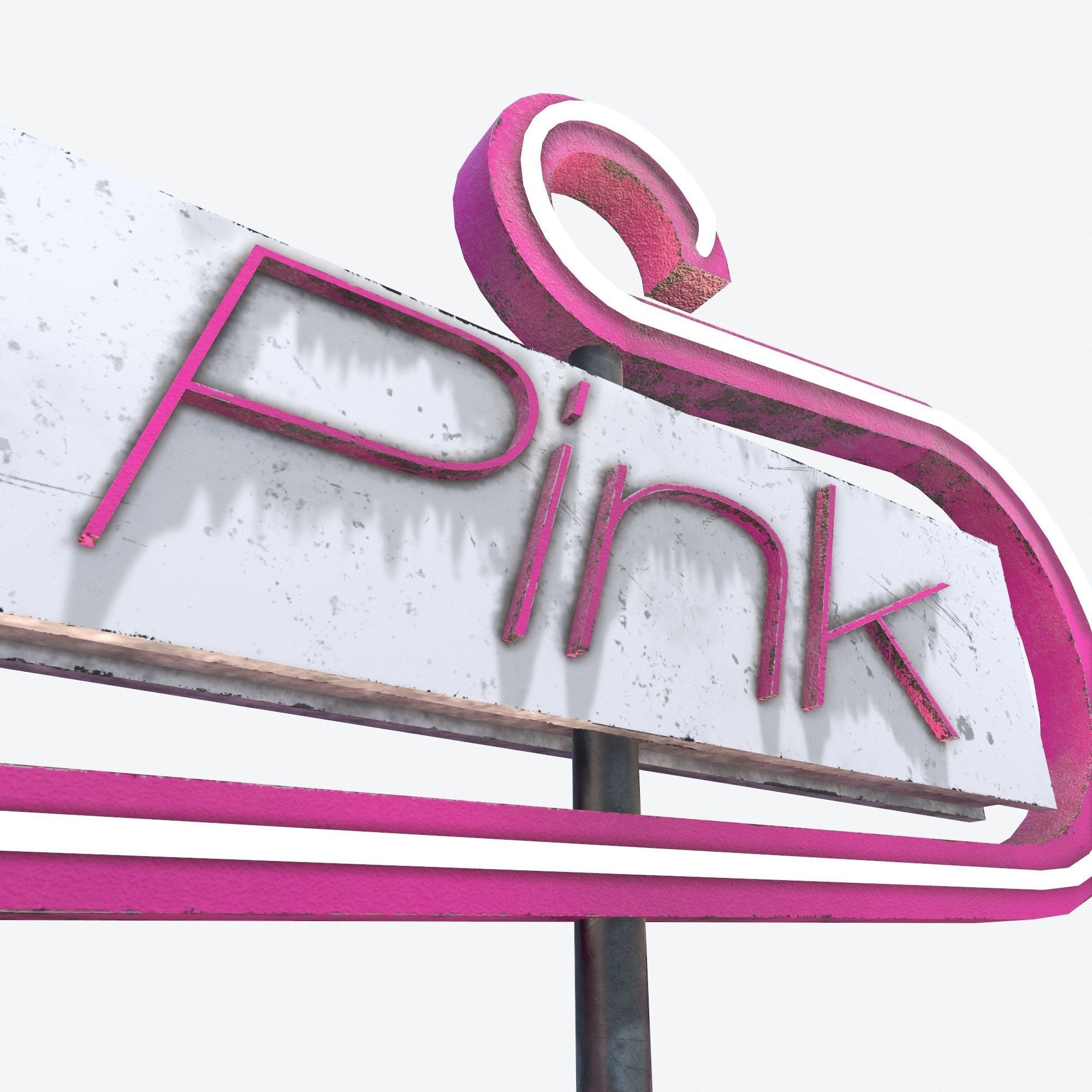 Motorway Sign PBR Pink Motel 6 Low-poly 3D model_5