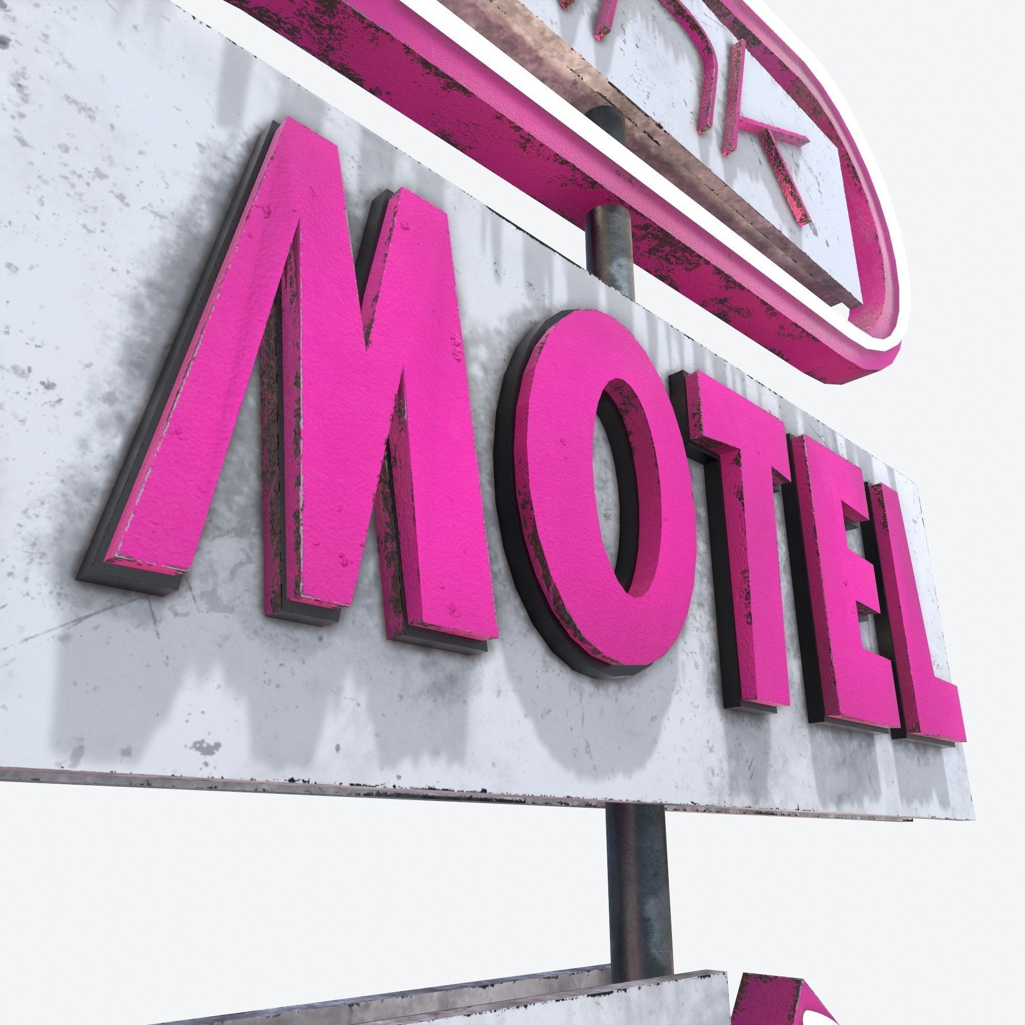 Motorway Sign PBR Pink Motel 6 Low-poly 3D model_6