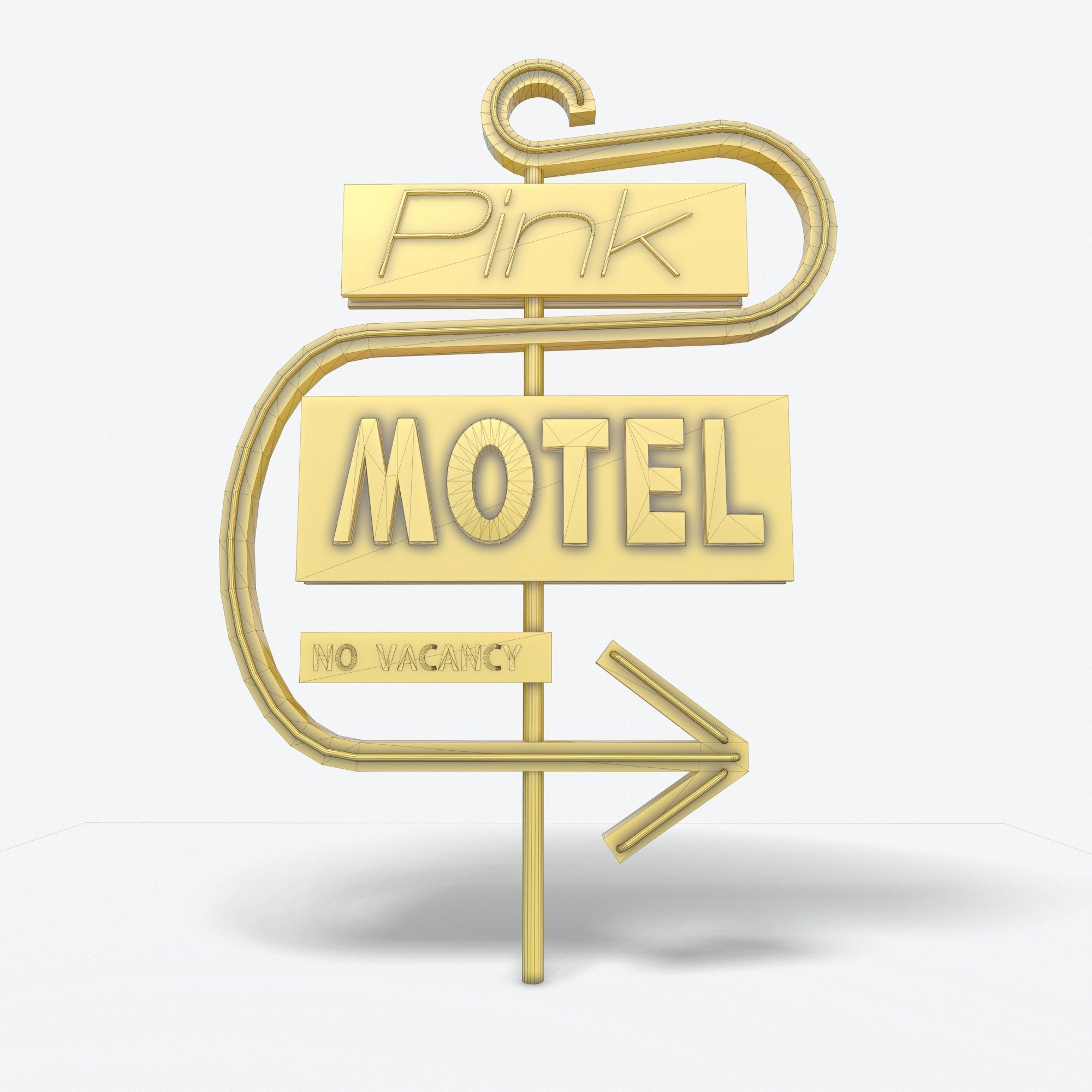 Motorway Sign PBR Pink Motel 6 Low-poly 3D model_10