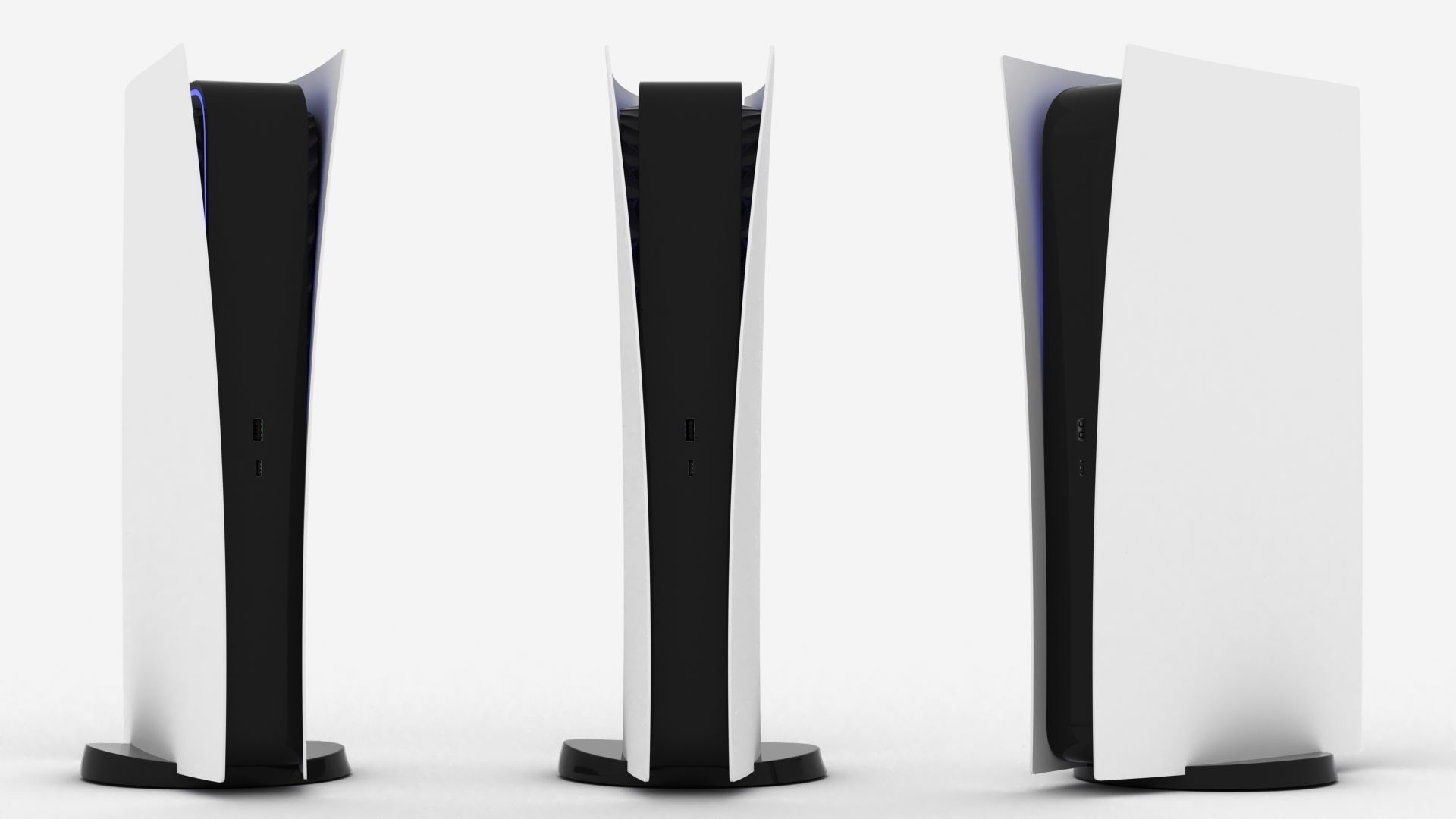 PS5 - SONY Playstation 5 console v3 disk and digital low poly Free low-poly 3D model_22