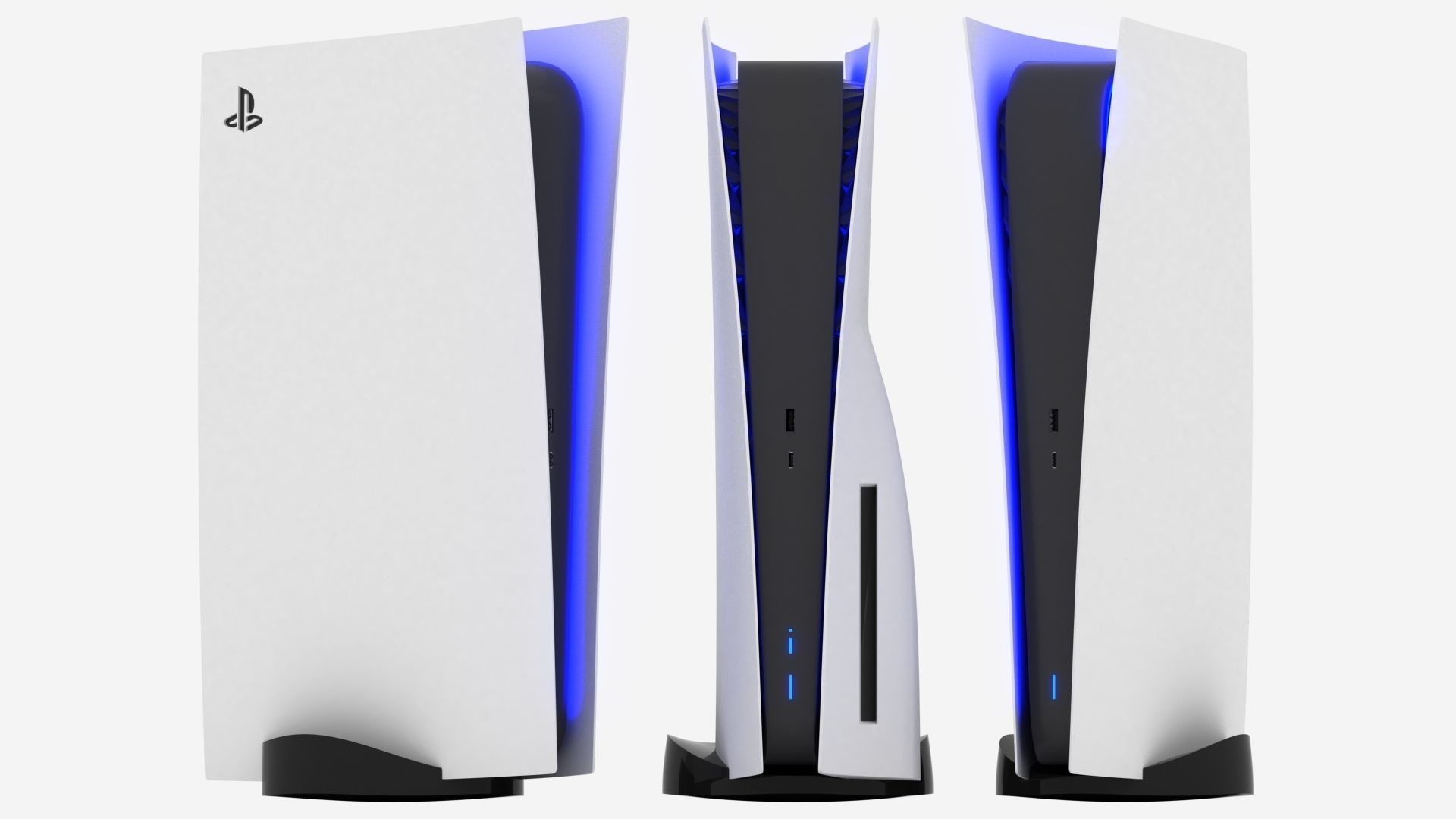 PS5 - SONY Playstation 5 console v3 disk and digital low poly Free low-poly 3D model_10