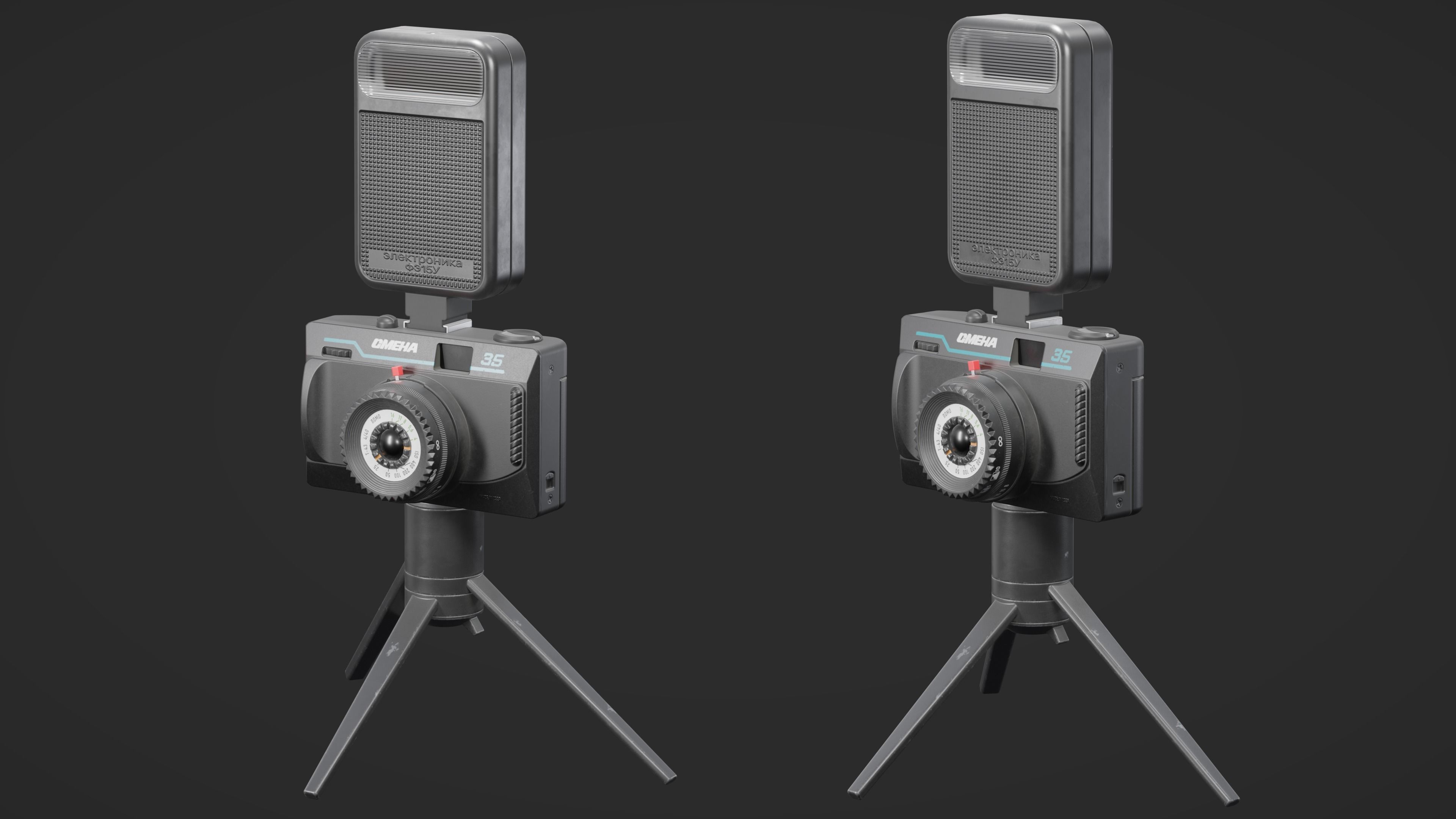 Smena-35 camera Low-poly 3D model_5