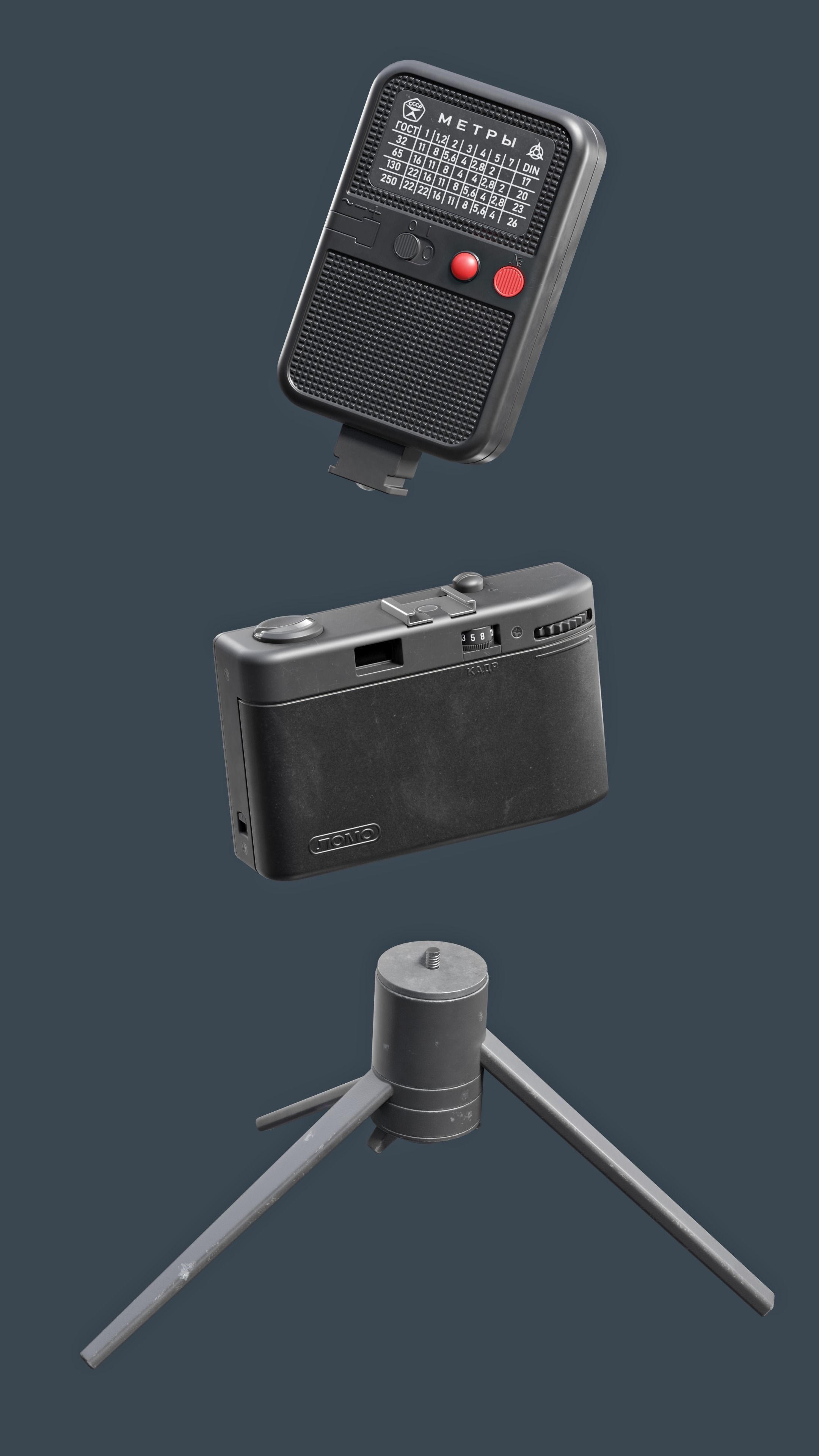 Smena-35 camera Low-poly 3D model_10