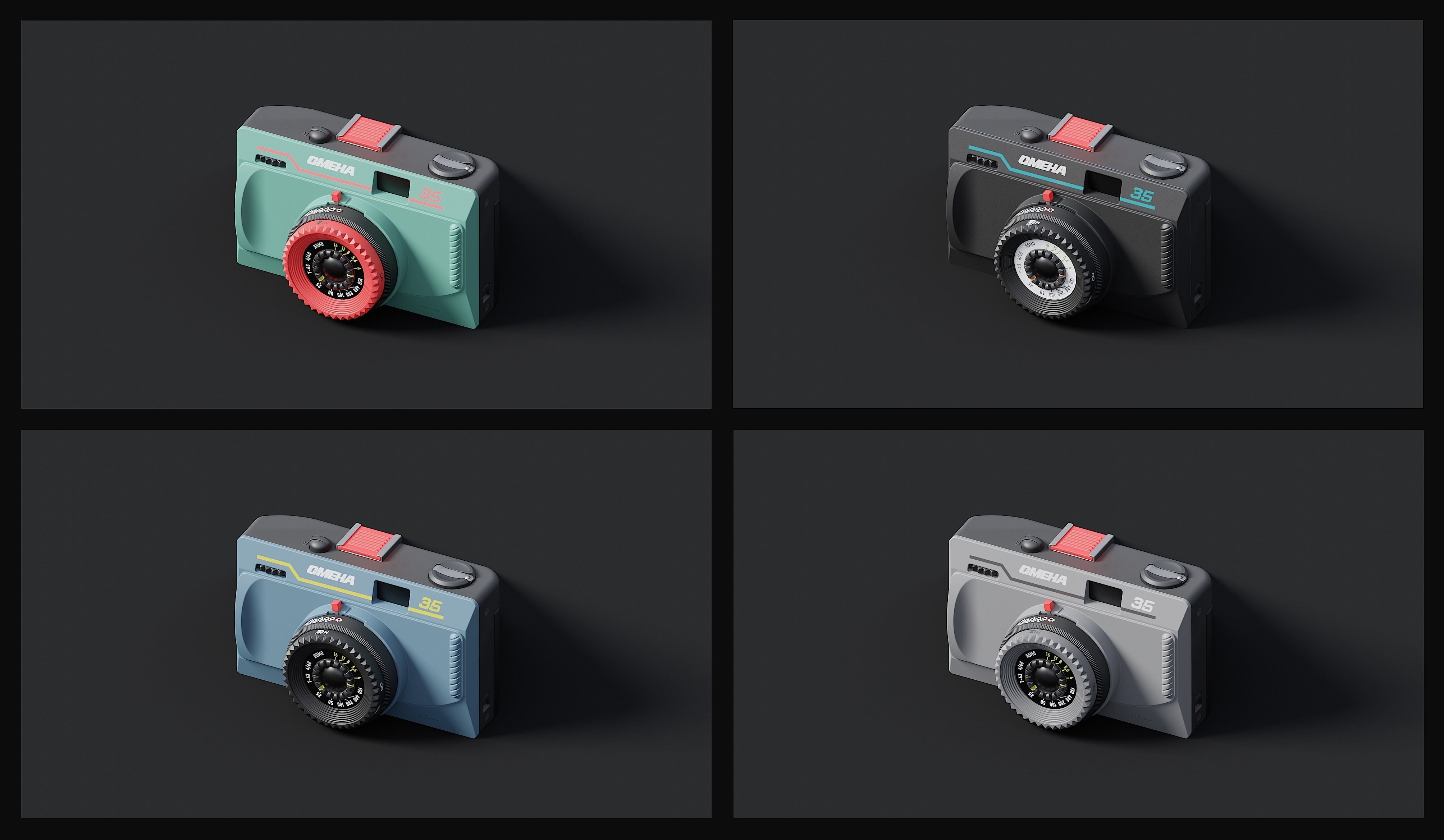 Smena-35 camera Low-poly 3D model_11
