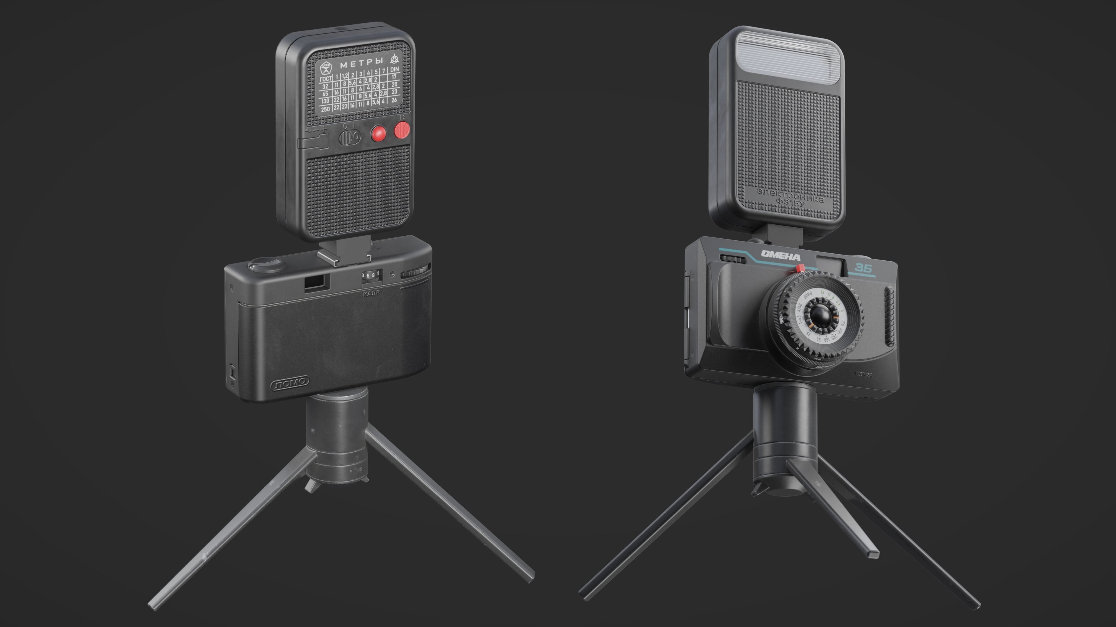 Smena-35 camera Low-poly 3D model_6