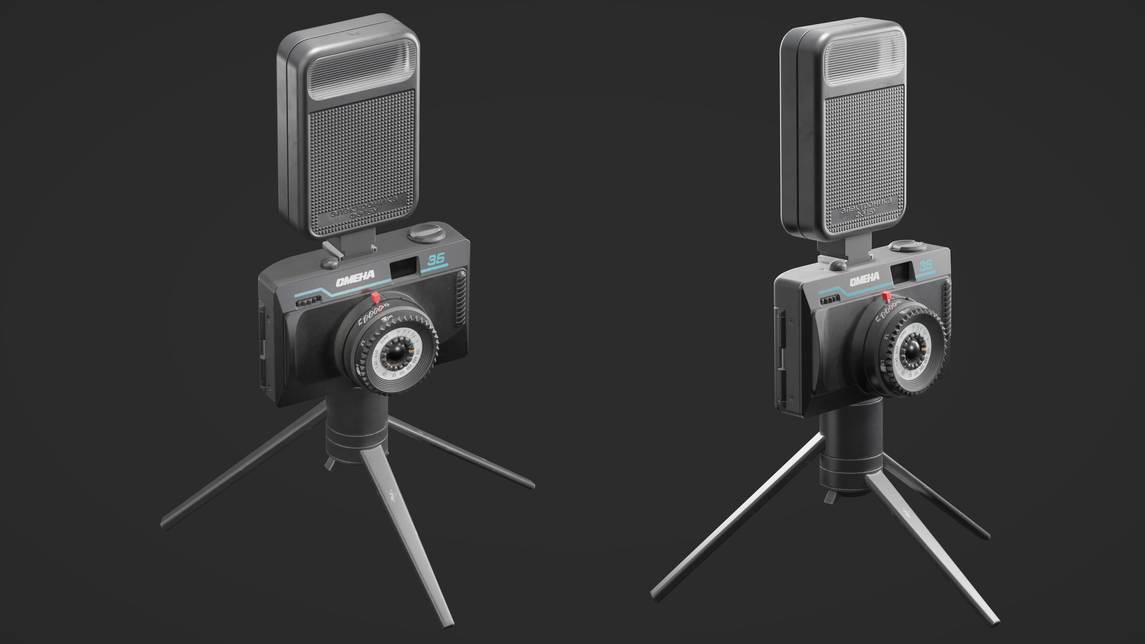 Smena-35 camera Low-poly 3D model_4