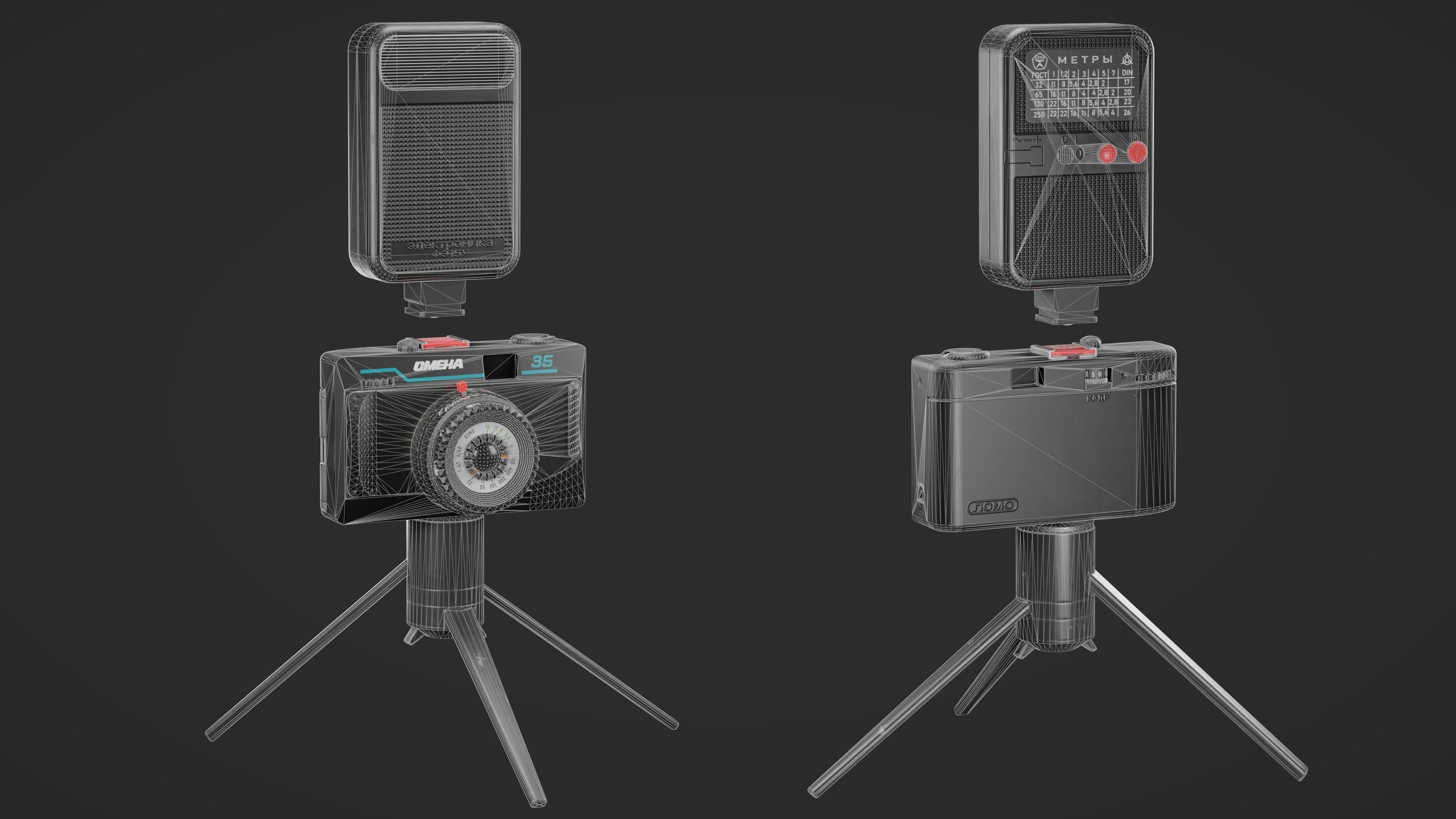 Smena-35 camera Low-poly 3D model_15