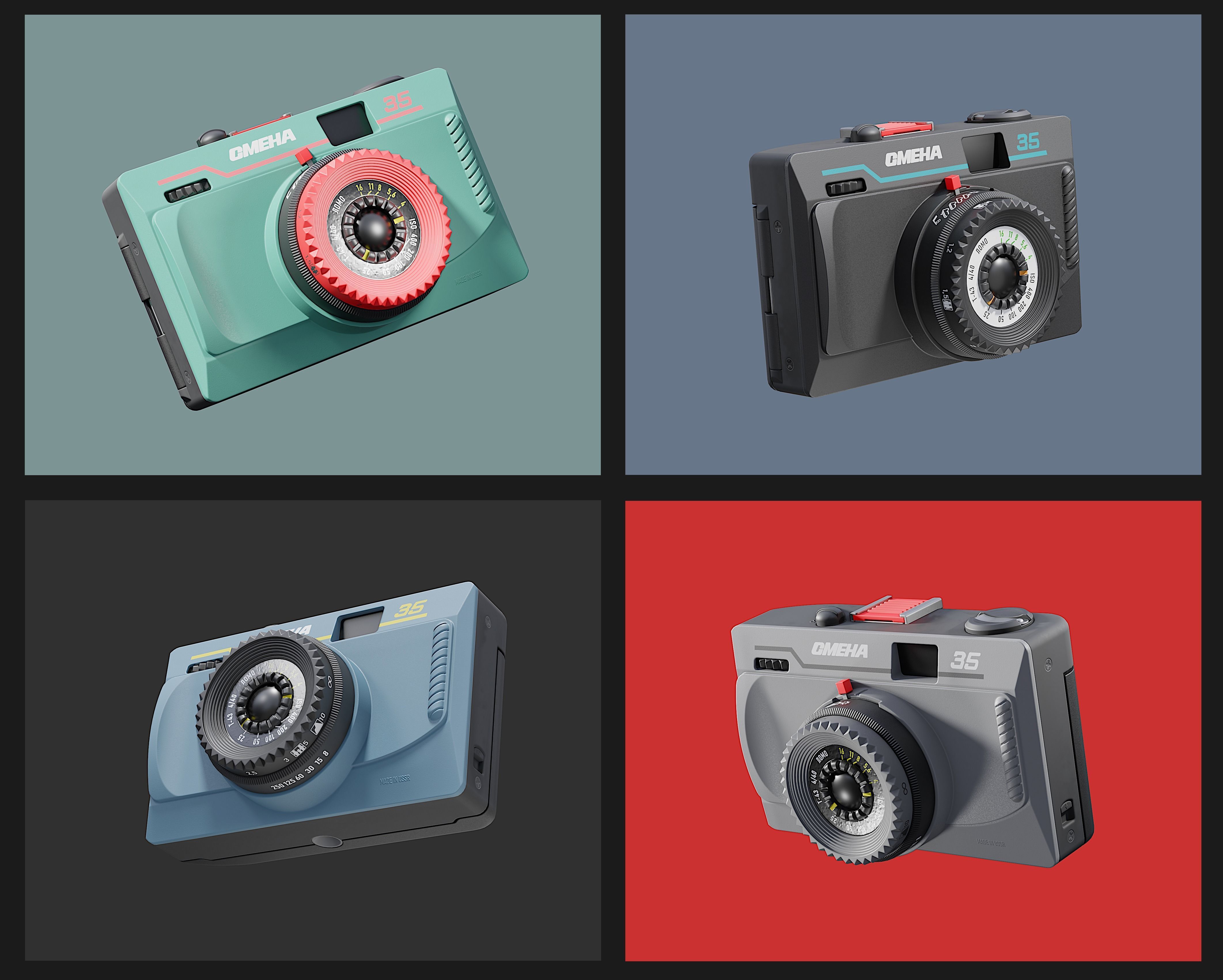 Smena-35 camera Low-poly 3D model_14
