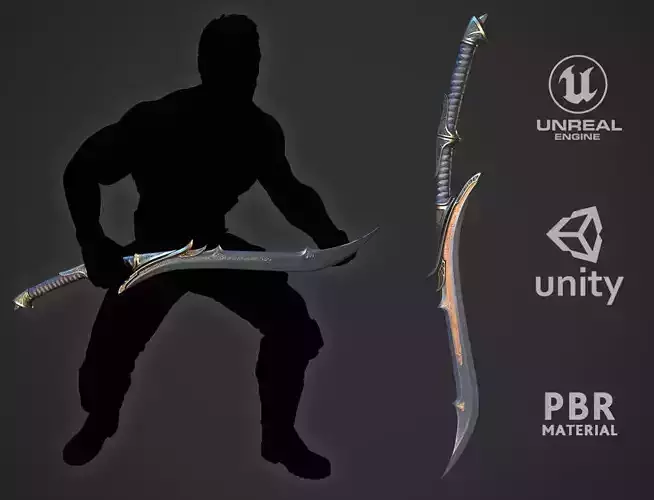 Elven Sword Low-poly 3D model