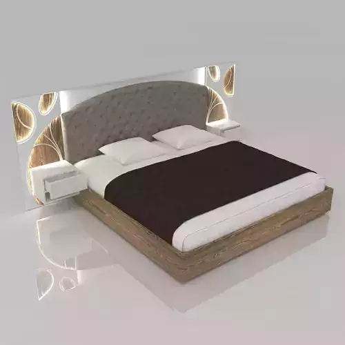 Bed 3d model with headboard and footboard