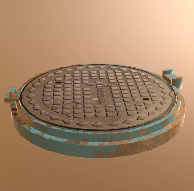 Manhole cover Low-poly 3D model