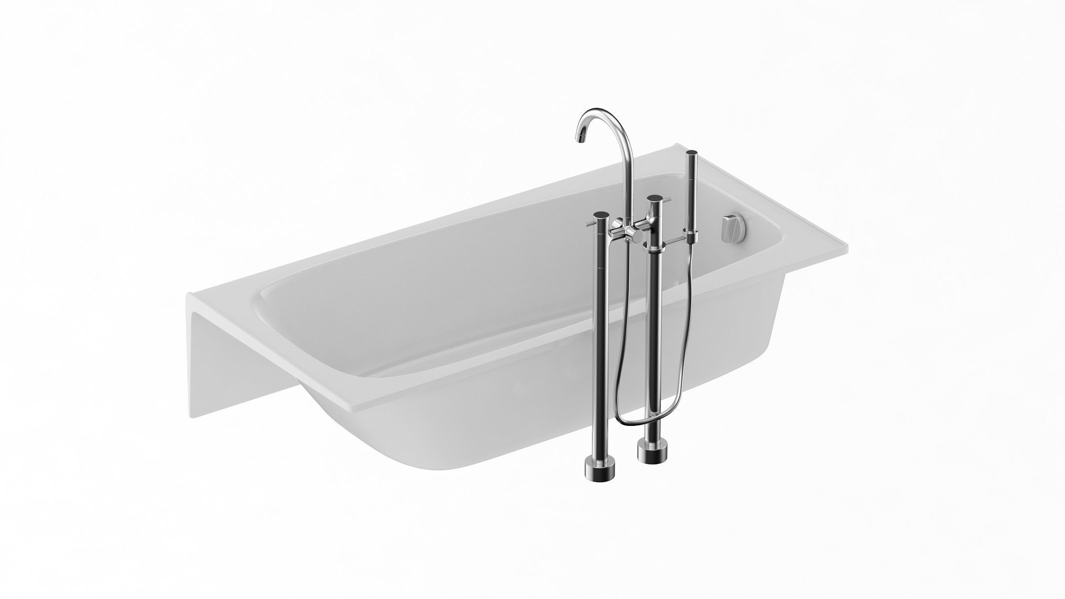 Enameled Cast Iron Bathtub 3D model_3