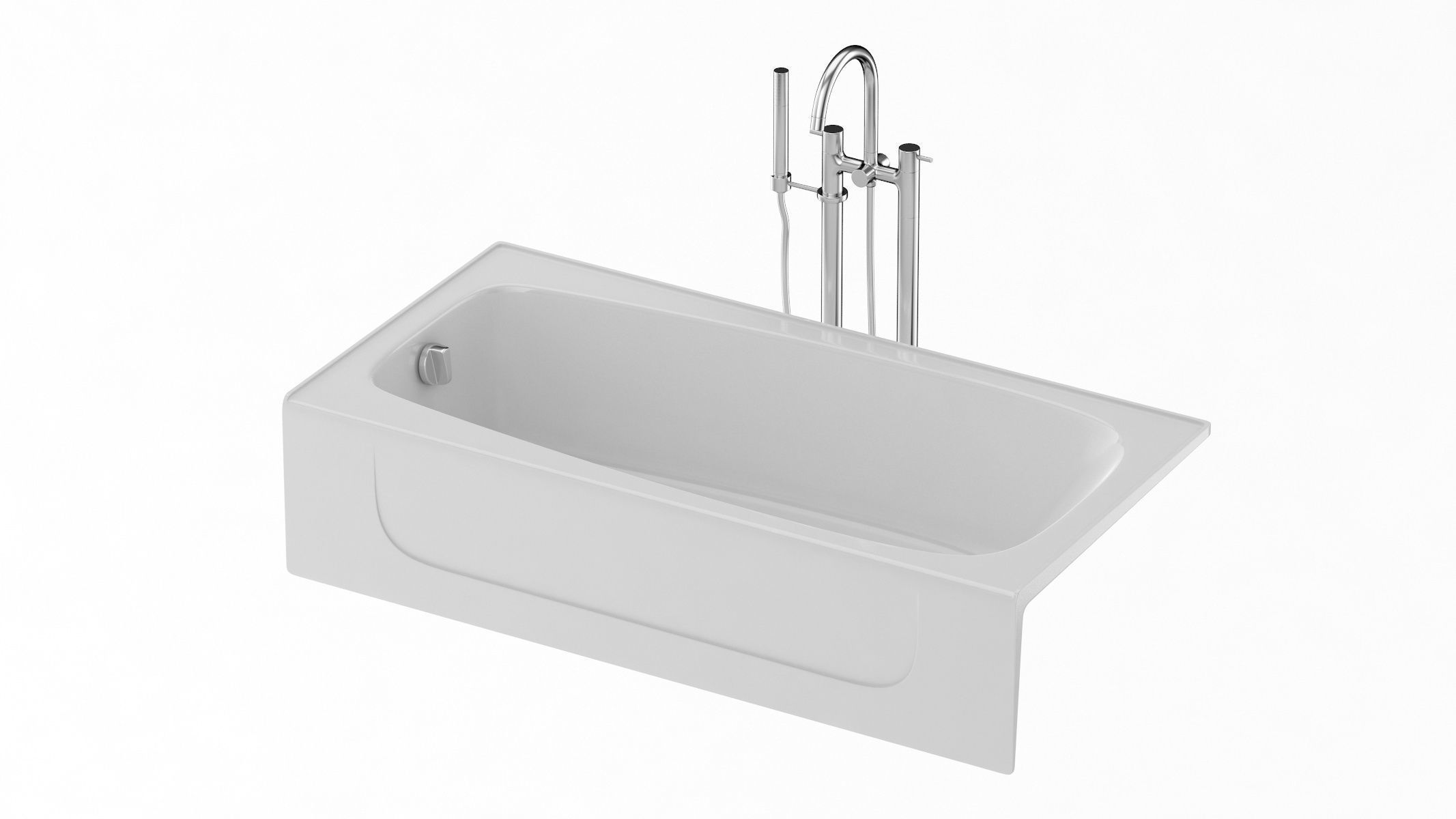 Enameled Cast Iron Bathtub 3D model_4