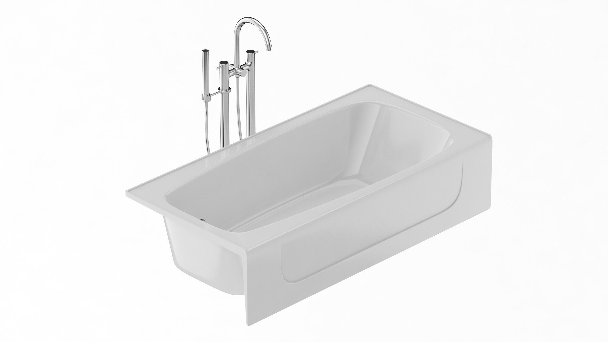 Enameled Cast Iron Bathtub 3D model_1